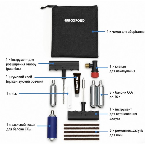 Набір для ремонту шин Oxford CO2 Tyre Repair Kit