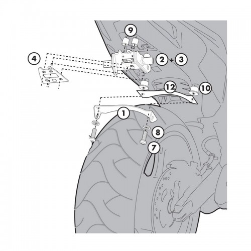 Адаптеры установки креплений кофров Givi TE1102 CB600 Hornet 2011-