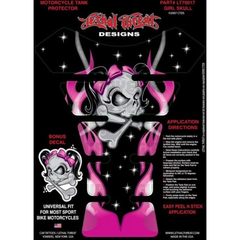 Наклейка на бак Lethal Threat Girl Skull Black Pink