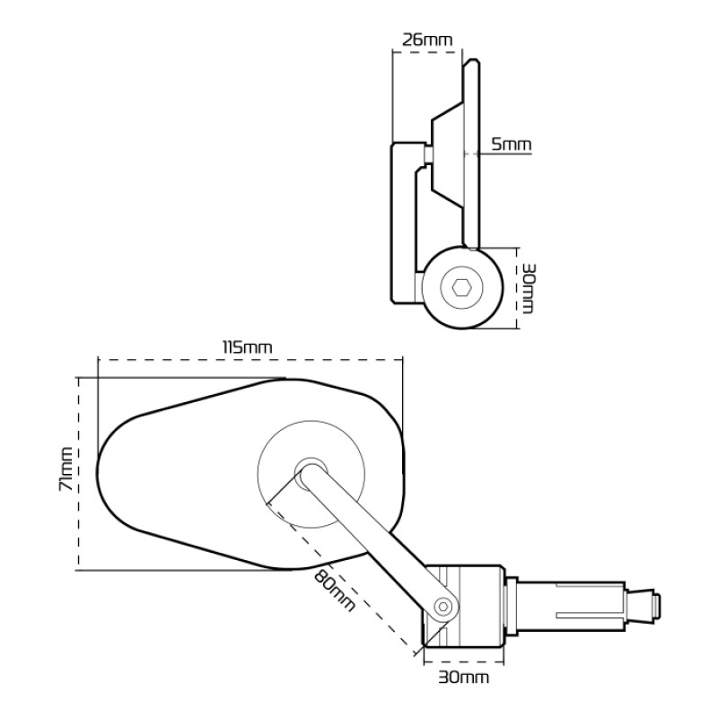 Дзеркало Oxford Shield 360 Bar End