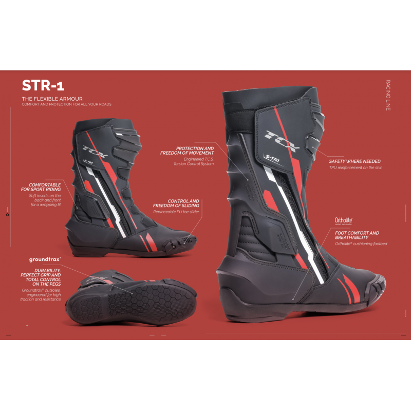 Мотоботы TCX S-TR1 Black Red White W