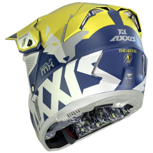 Мотошлем Axxis Wolf Jackal A3 Blue Yellow Matt