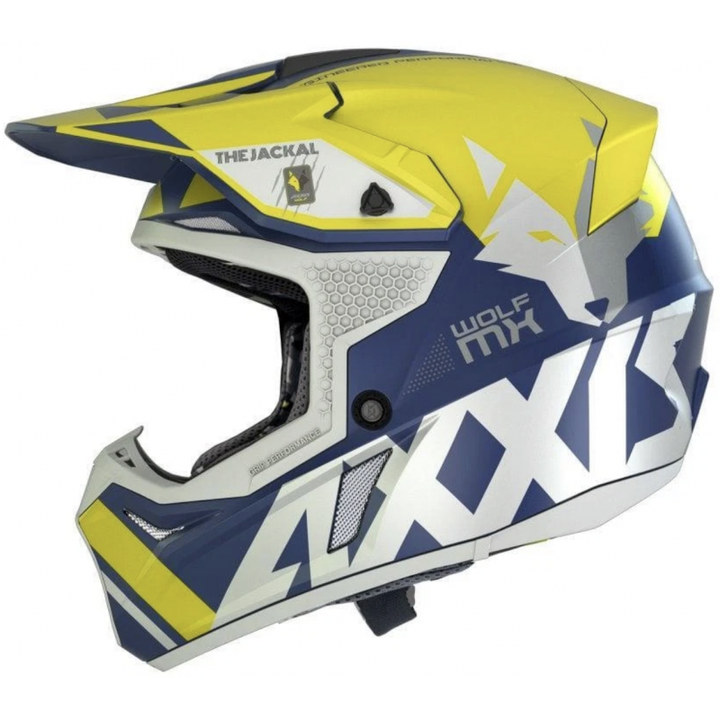 Мотошлем Axxis Wolf Jackal A3 Blue Yellow Matt