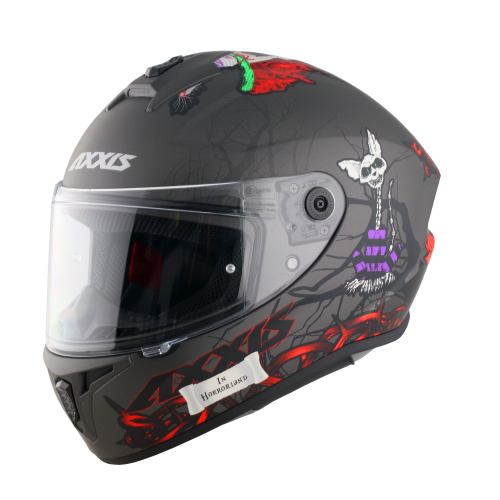 Мотошлем Axxis Draken S Horrorland A2 Grey Matt