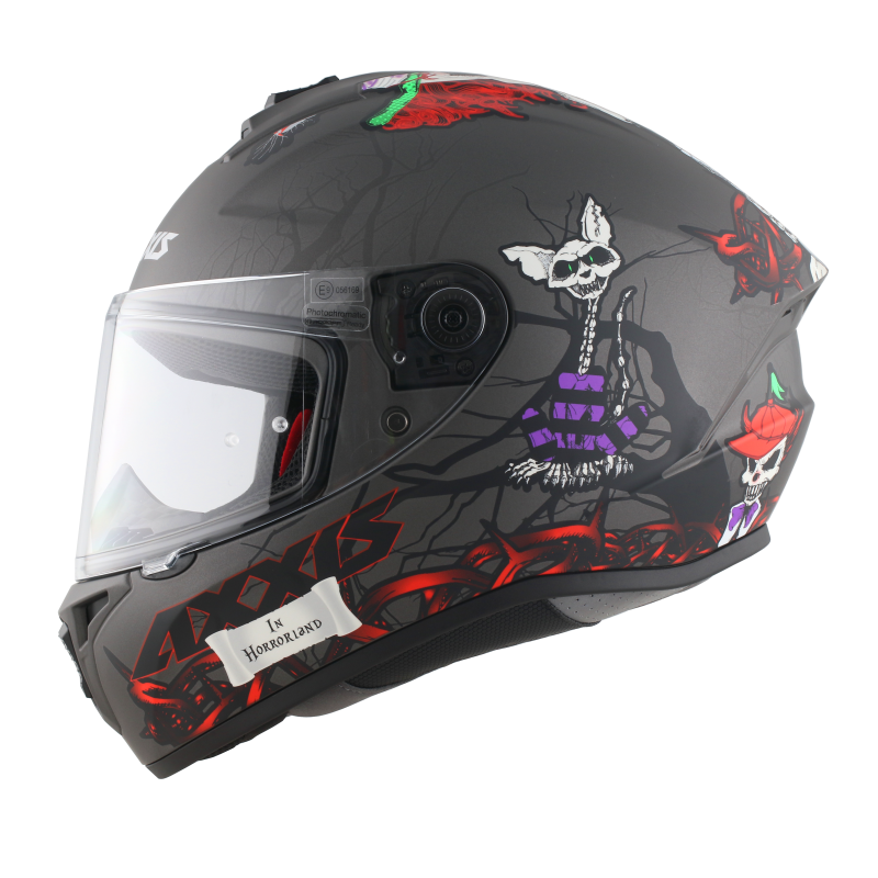 Мотошлем Axxis Draken S Horrorland A2 Grey Matt