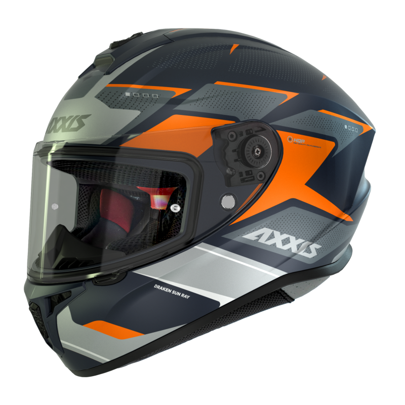 Мотошлем Axxis Draken S Sunray C4 Blue Grey Orange Matt
