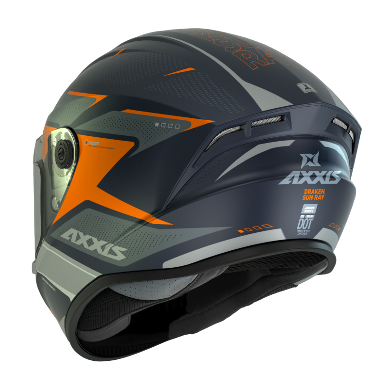 Мотошлем Axxis Draken S Sunray C4 Blue Grey Orange Matt