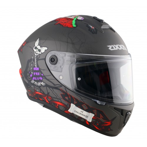 Мотошлем Axxis Draken S Horrorland A2 Grey Matt