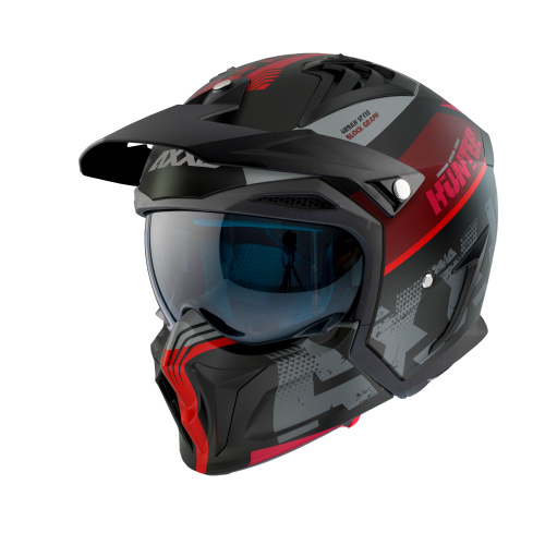 Мотошлем Axxis Hunter SV Block B5 Black Red Grey Matt