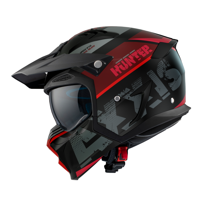 Мотошлем Axxis Hunter SV Block B5 Black Red Grey Matt