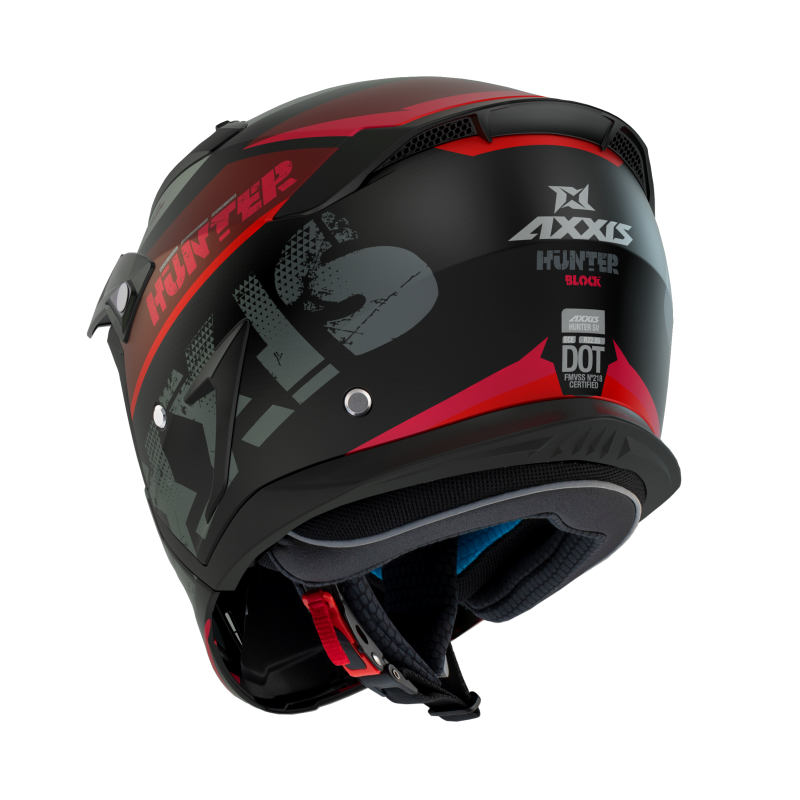 Мотошлем Axxis Hunter SV Block B5 Black Red Grey Matt