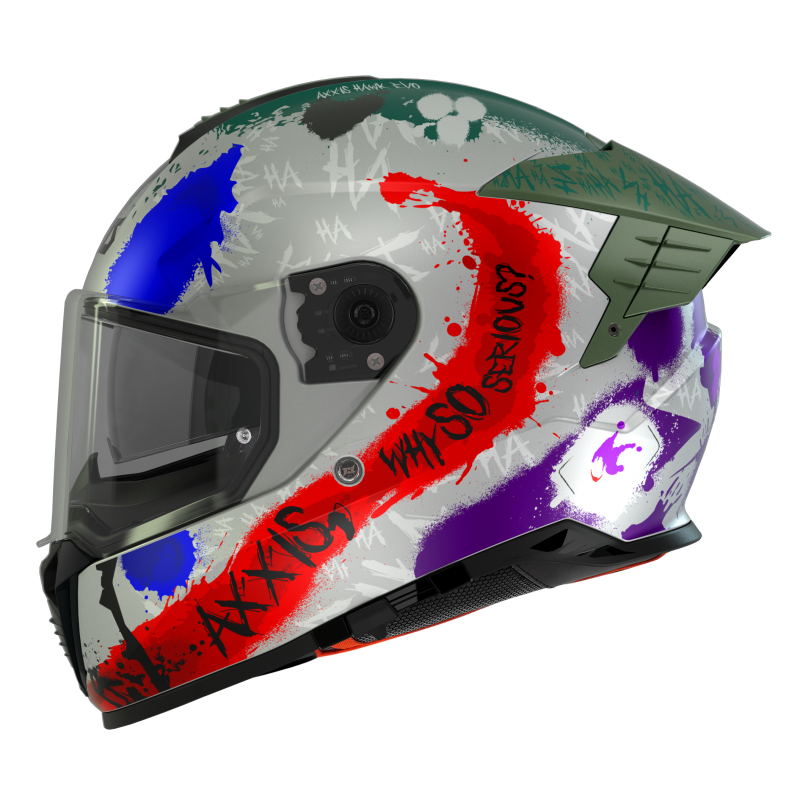 Мотошлем Axxis Hawk SV EVO Sick Joke A2 Grey Matt