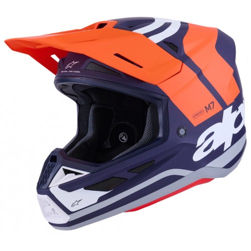 Мотошолом Alpinestars S-M7 Core Orange/Blue/Matt