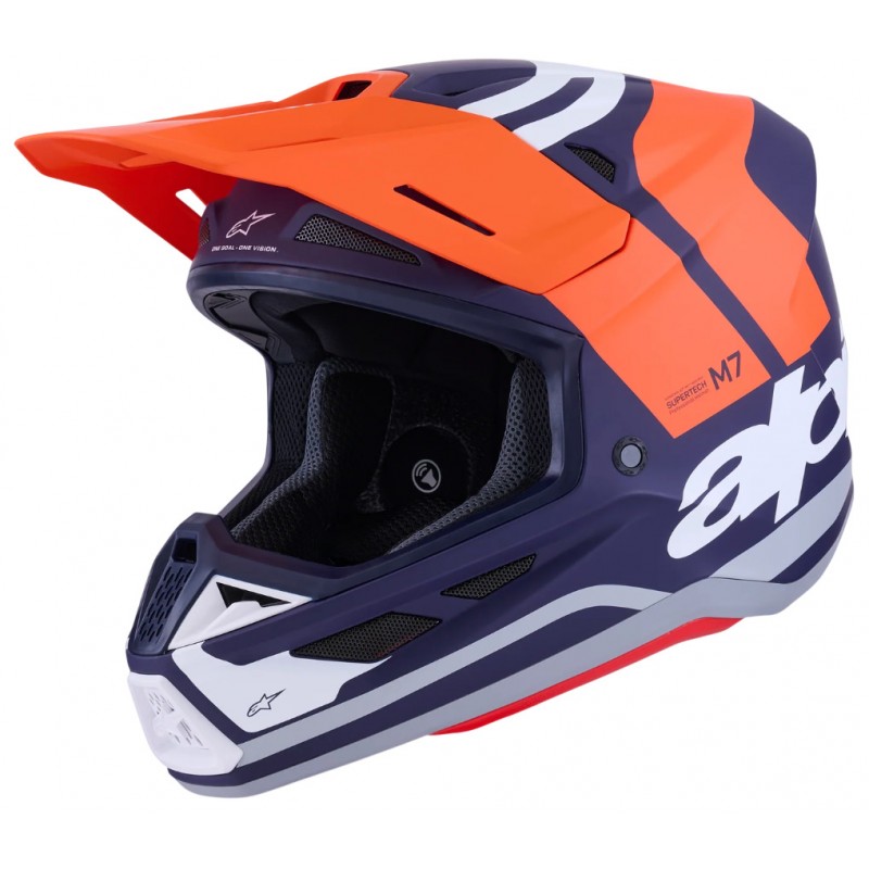 Мотошолом Alpinestars S-M7 Core Orange/Blue/Matt