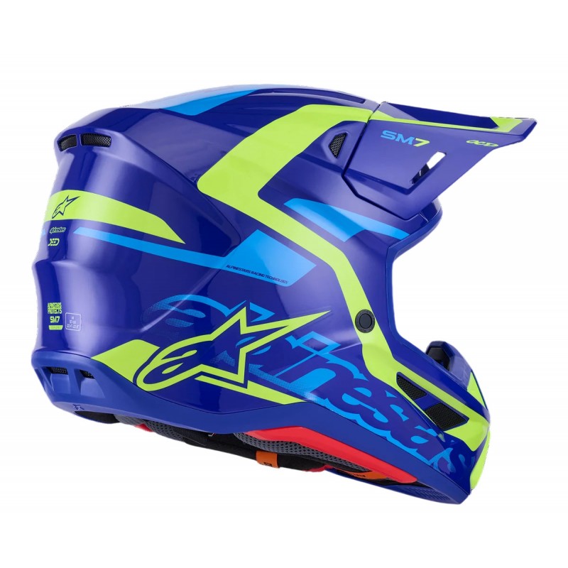 Мотошолом Alpinestars S-M7 Deed Blue/Yellow