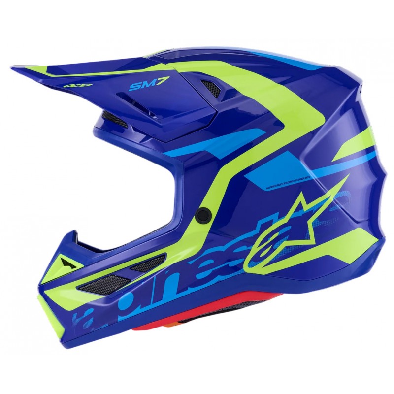 Мотошолом Alpinestars S-M7 Deed Blue/Yellow
