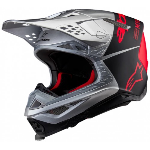Мотошолом Alpinestars Supertech M10 Flood Silver/Black/Red
