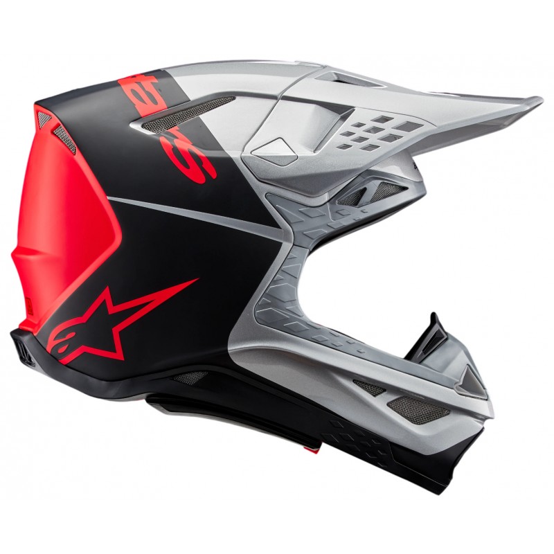 Мотошолом Alpinestars Supertech M10 Flood Silver/Black/Red
