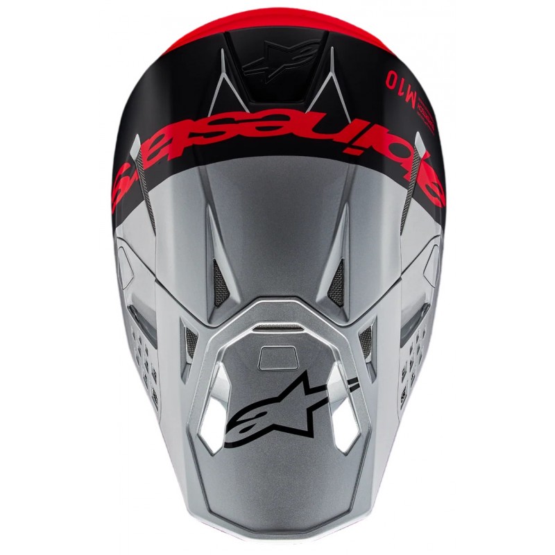 Мотошолом Alpinestars Supertech M10 Flood Silver/Black/Red