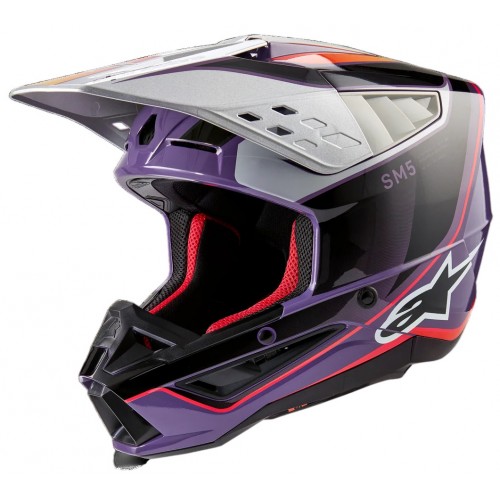 Мотошолом Alpinestars S-M5 Sail Violet/Black/Silver