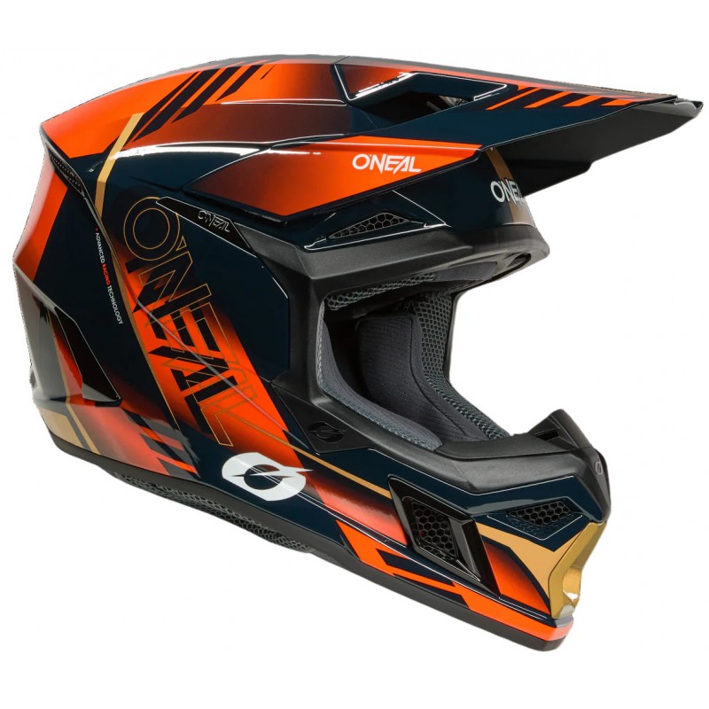 Мотошолом Oneal 3SRS Haze V.26 Blue/Orange/Gold