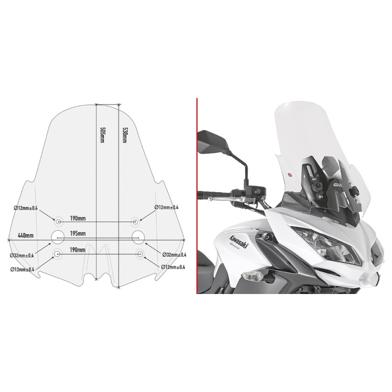 Ветровое стекло Givi Kawasaki KLE650 Versys 2017- - motodom.com.ua