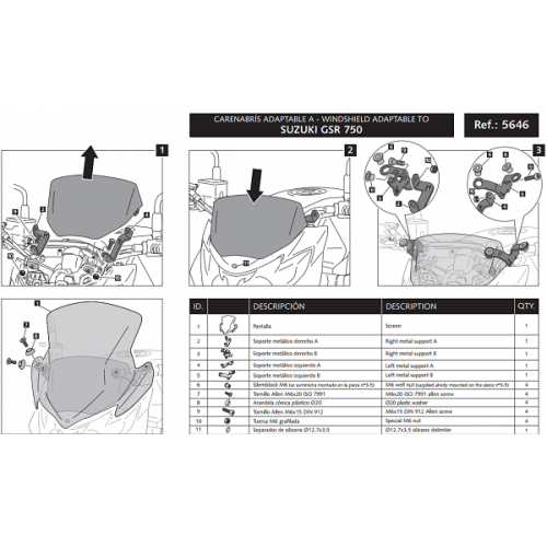Ветровое стекло Puig New Generation Sport GSR750 2011-16