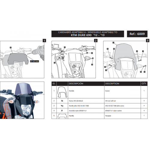 Ветровое стекло Puig New Generation Sport KTM 690 DUKE / R 2012-14