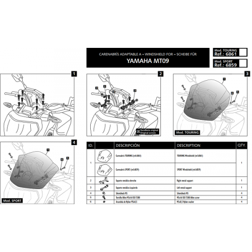 Ветровое стекло Puig New Generation Sport MT-09 2013-16