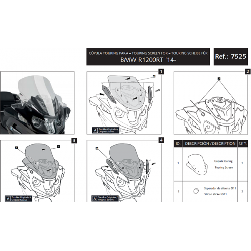 Ветровое стекло Puig Touring R1200RT 2014-18