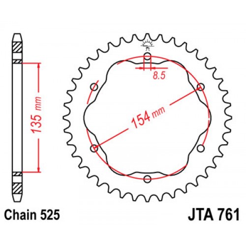Звезда задняя JT JTA761.38 Ducati 1098 / 1099 / 1198