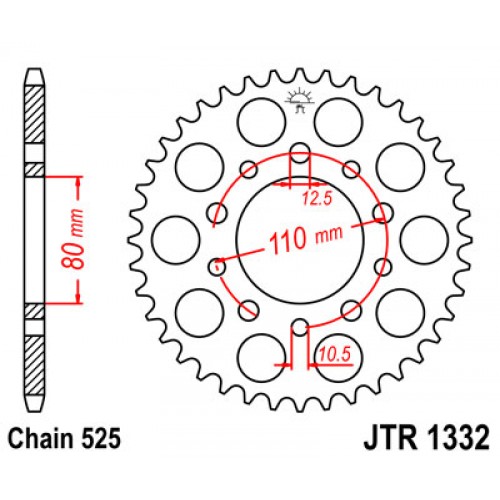 Звезда задняя JT JTR1332.45 Honda XRV750 Africa Twin 1993-2003