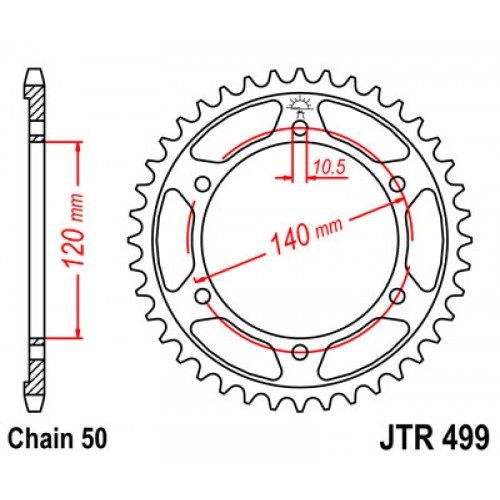 Звезда задняя JT JTR499.39 Suzuki TL1000 1998-02